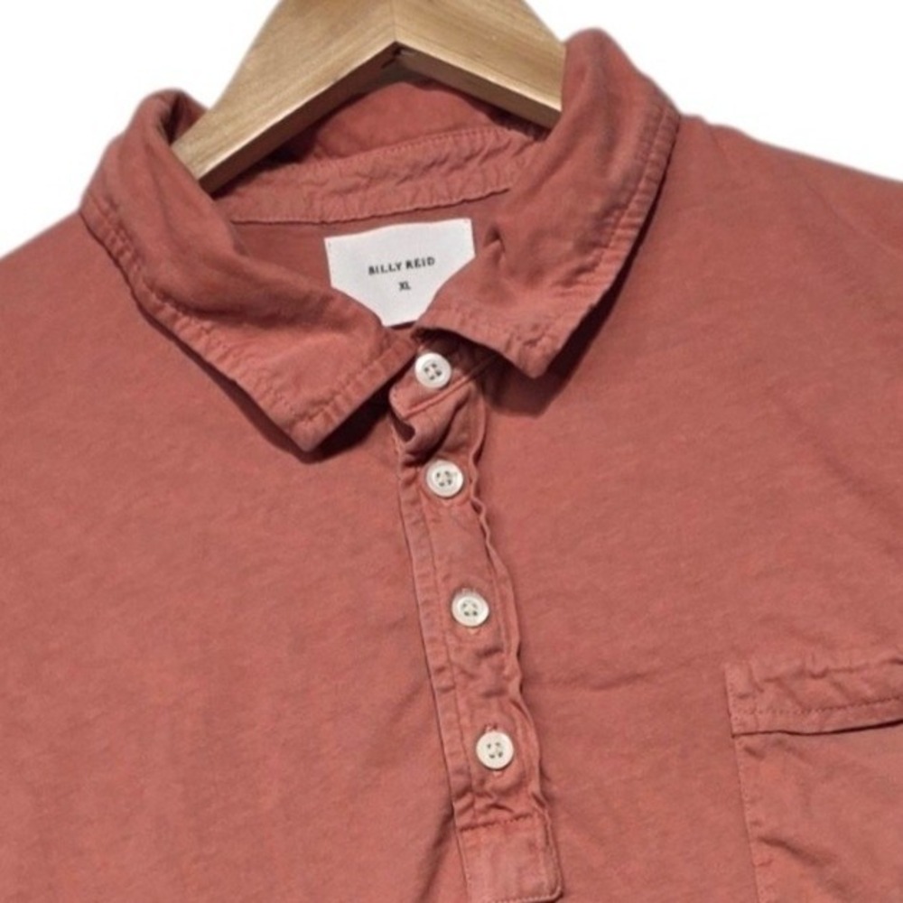 Billy Reid Pensacola Polo Mens XL Coral Pink Short Sleeve Pocket Jersey Cotton